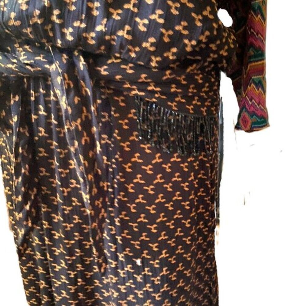Vintage Carole Little boho granny romantic bold colors belted 90s dress - Picture 8 of 15